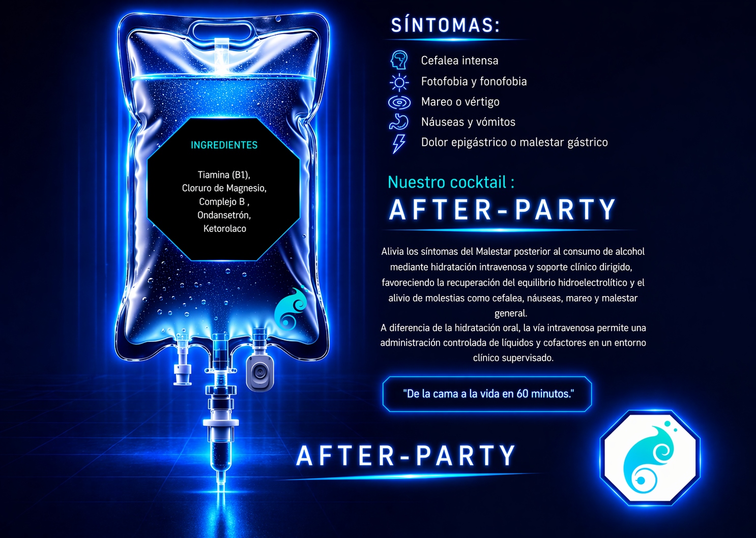 AFTER-PARTY MAX — Tiamina B1, Cloruro Mg, Ondansetrón, Ketorolaco