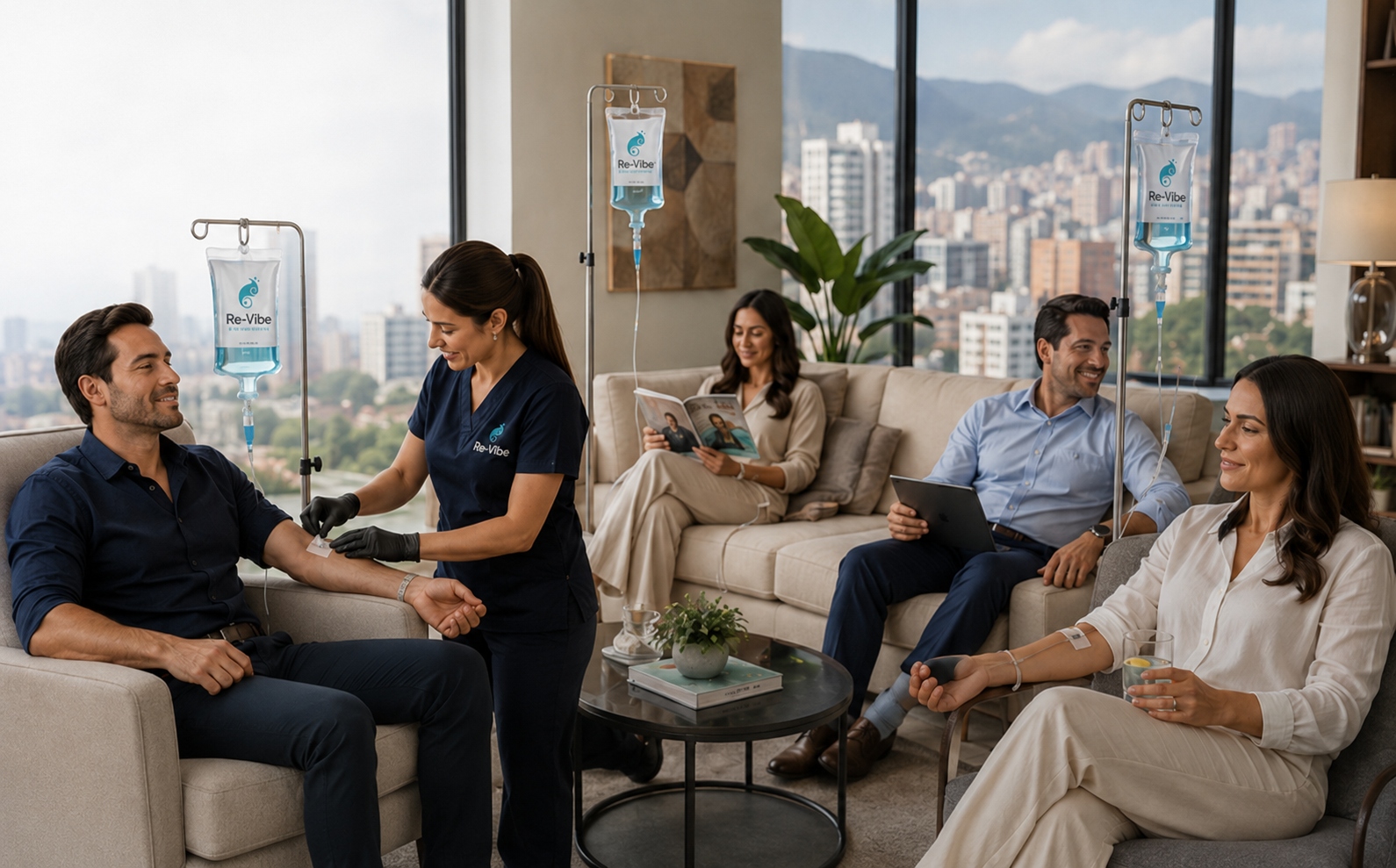 Sesión grupal de sueroterapia Re-Vibe en apartamento con familia o amigos — Bogotá