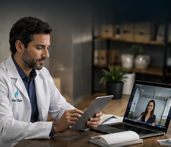 Director Médico Re-Vibe en teleconsulta virtual con paciente